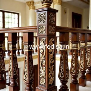 Decorative Brass and Wood Balcony Railings No-1222