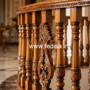 Modern Brass Wood Balcony Design No-1229