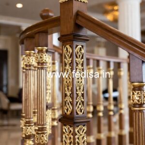 Elegant Brass Wood Balcony Handrails No-1234