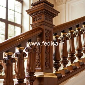 Brass Wood Staircase with Golden Finish No-1235