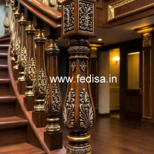 Stylish Brass Wood Balcony Railings No-1238