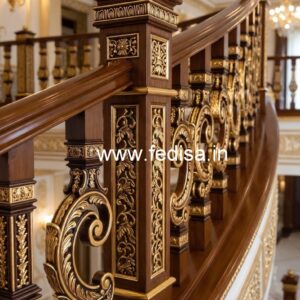 Decorative Brass Wood Stair Fence Ideas No-1247