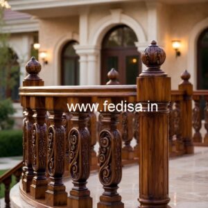 Brass Wood Staircase Side Railing Design No-1250