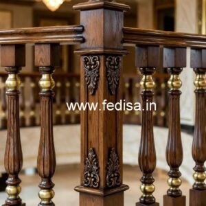 Brass Wood Staircase Design for Duplex Homes No-1261