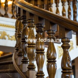 Elegant Brass Wood Staircase Interior Ideas No-1288