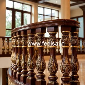Premium Brass Wood Staircase Design Ideas No-1290