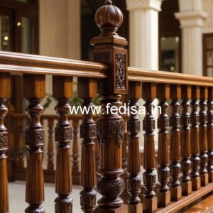 Luxury Brass Wood Balcony Railings with Glass No-1293