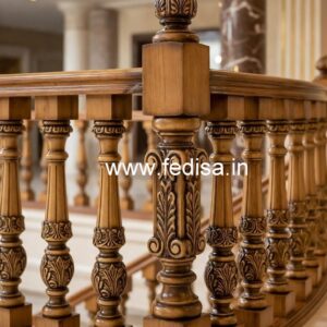 Modern Brass Wood Handrails for Duplex House No-1295