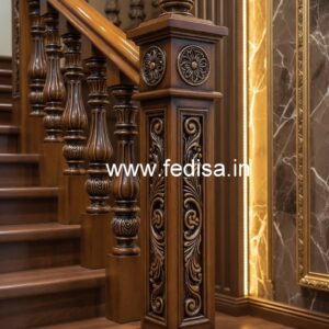 Stylish Brass Wood Staircase Design Inspiration No-1298
