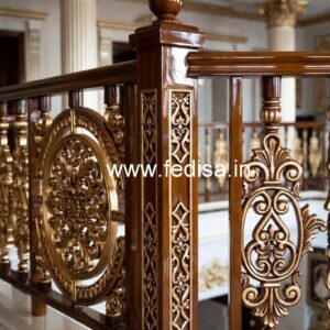 Stylish Brass Wood Railings with Artistic Finish No-1304