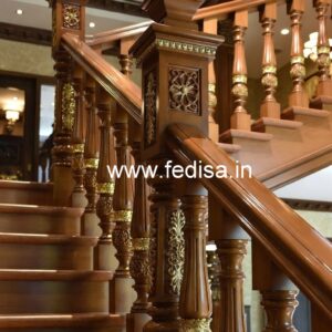 Premium Brass Wood Staircase Handrails No-1312