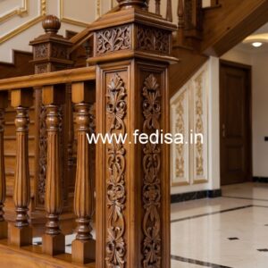 Stylish Brass Wood Fence with Glass Panels No-1318