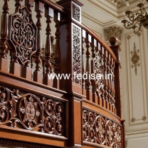 Modern Brass Wood Staircase with Rich Finish No-1321