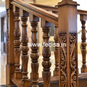 Premium Brass Wood Balcony Handrails No-1330