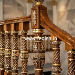 Stylish Brass Wood Staircase Handrail Trends No-1335