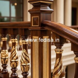 Premium Brass Wood Railings for Modern Villas No-1337