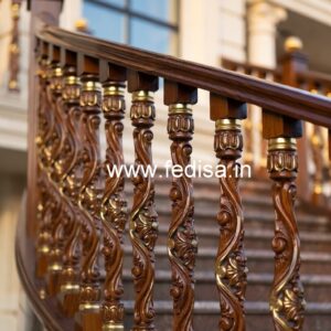 Brass Wood Staircase Decor with Luxury Style No-1338