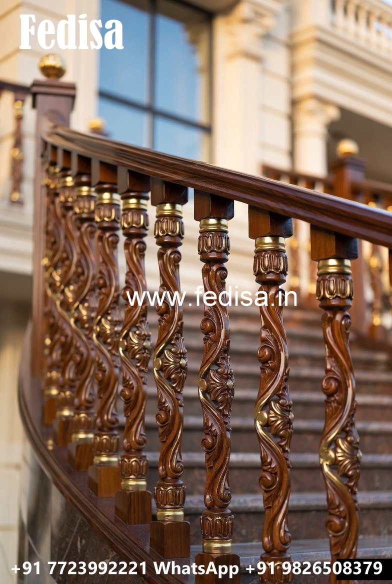 Brass Wood Staircase Decor with Luxury Style No-1338