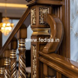 Luxury Brass Wood Handrails with Artistic Design No-1342