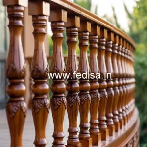 Premium Brass Wood Balcony Railings for Villas No-1348