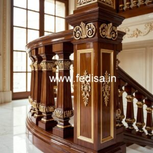 Elegant Brass Wood Railings for Staircase No-1353