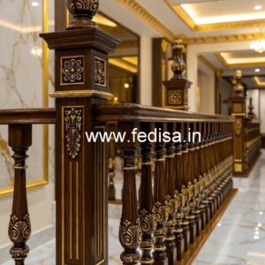 Premium Brass Wood Stair Railings Inspiration No-1365