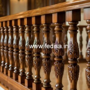 Modern Brass Wood Balcony Railings with Artistic Touch No-1366