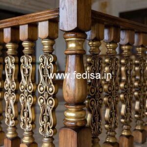 Premium Brass Wood Balcony Fence Inspiration No-1373