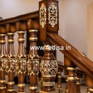 Stylish Brass Wood Railings for Rich Interiors No-1375