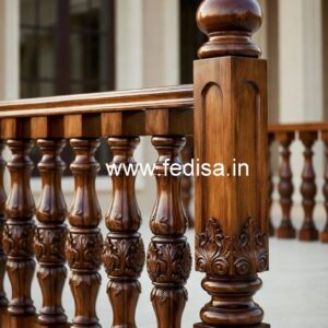 Elegant Brass Wood Balcony Safety Railings No-1376