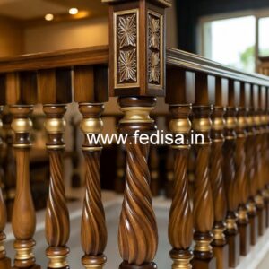 Stylish Brass Wood Staircase Decor Inspiration No-1380