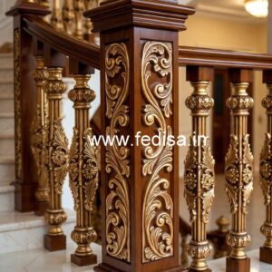 Modern Brass Wood Handrails for Stylish Homes No-1382
