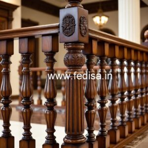 Luxury Brass Wood Balcony Design with Glass No-1385