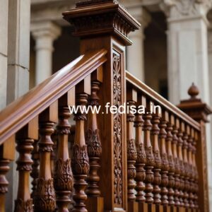 Stylish Brass Wood Railings for Dream Homes No-1386
