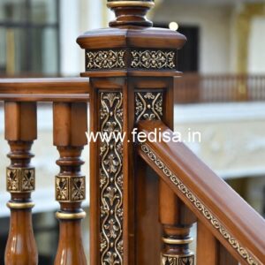 Premium Brass Wood Balcony Safety Fence Ideas No-1393