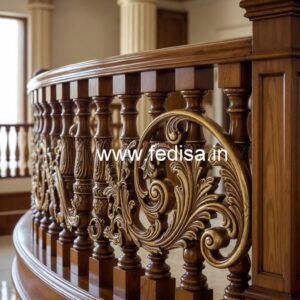 Modern Brass Wood Staircase Railings with Golden Touch No-1395