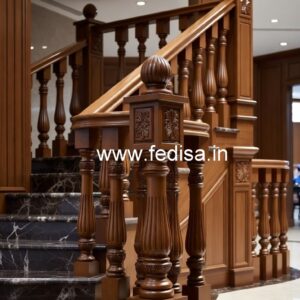 Elegant Brass Wood Railings with Artistic Look No-1399