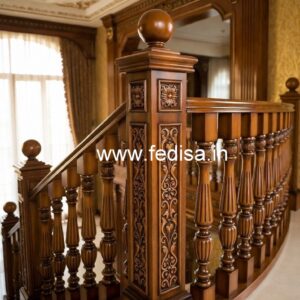 Elegant Brass Wood Staircase Fence Design No-1404