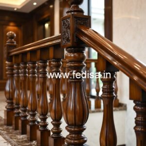 Premium Brass Wood Balcony Fence Trends No-1406