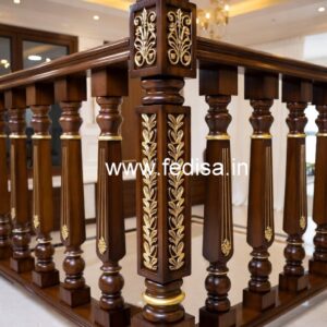 Decorative Brass Wood Balcony Safety Railings No-1417