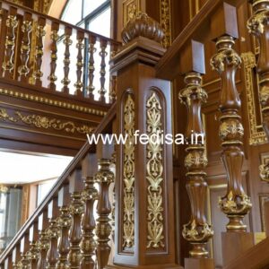 Modern Brass Wood Staircase Fence Inspiration No-1418