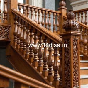 Elegant Brass Wood Balcony Collection for Interiors No-1420