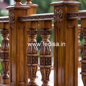 Modern Brass Wood Balcony Railings with Elegant Style No-1424