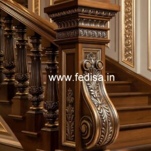 Decorative Brass Wood Railings for Contemporary Homes No-1428