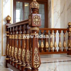 Elegant Brass Wood Railings with Decorative Pattern No-1432