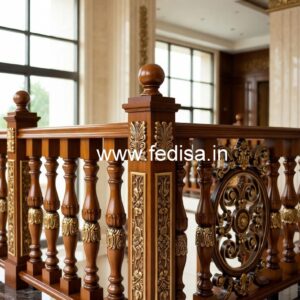 Luxury Brass Wood Balcony Railings with Modern Look No-1447