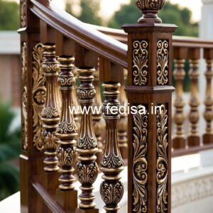 Luxury Brass Wood Railings for Contemporary Homes No-1459