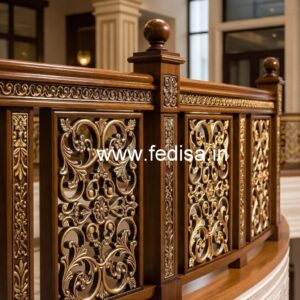 Modern Brass Wood Balcony Railings Inspiration No-1460