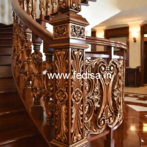 Modern Brass Wood Staircase Side Fence Inspiration No-1466
