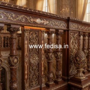 Decorative Brass Wood Stair Railings Collection No-1476